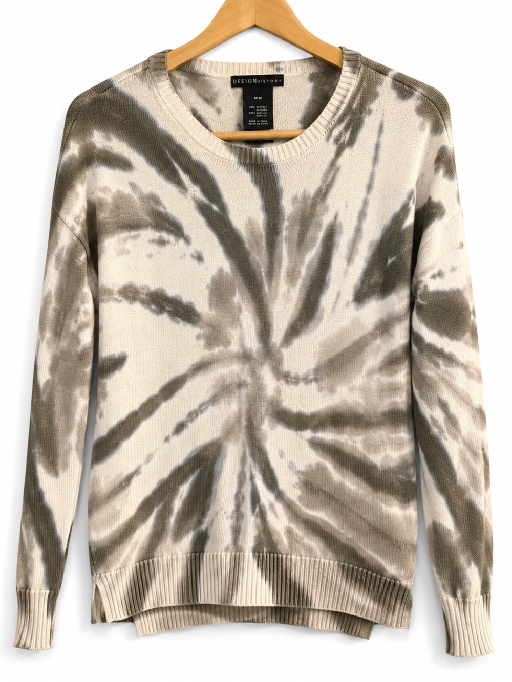 Design History Tie Dye Knit Sweater Medium Neutral Cream Taupe